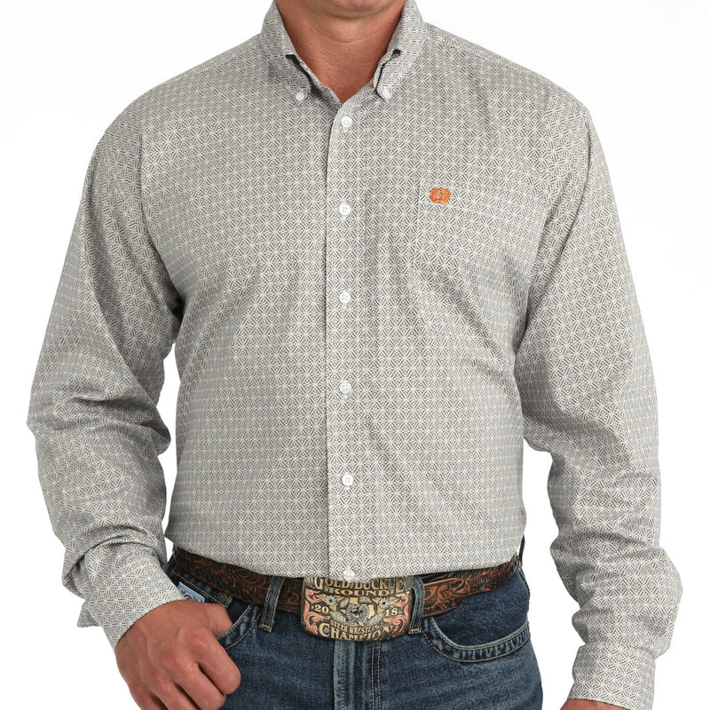 Cinch Men's L/S Classic Fit Button Down Western Shirt in White