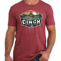 Cinch Men's Desert Logo Graphic T-Shirt in Burgundy