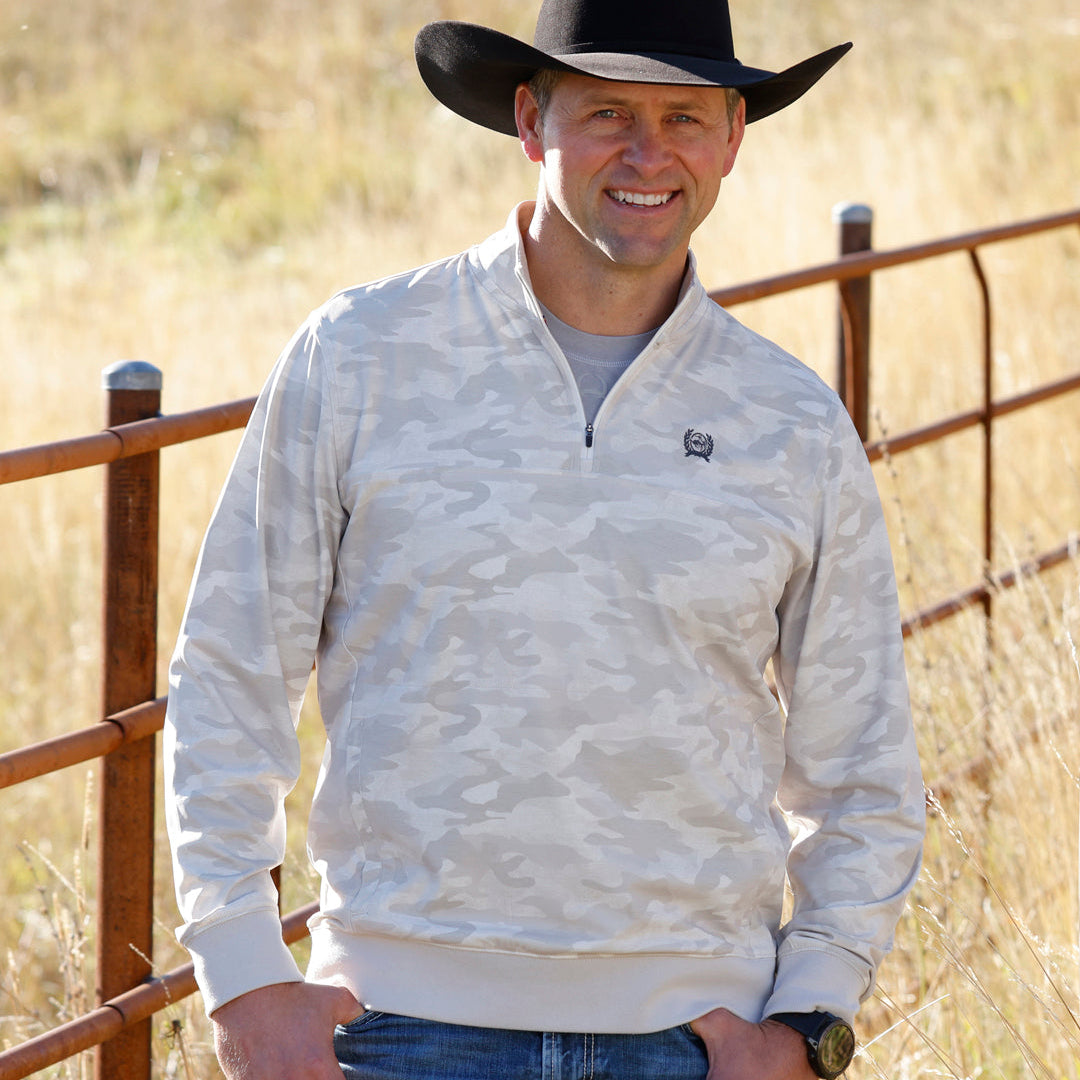 Cinch Men's 1/4 Zip in Grey Camo