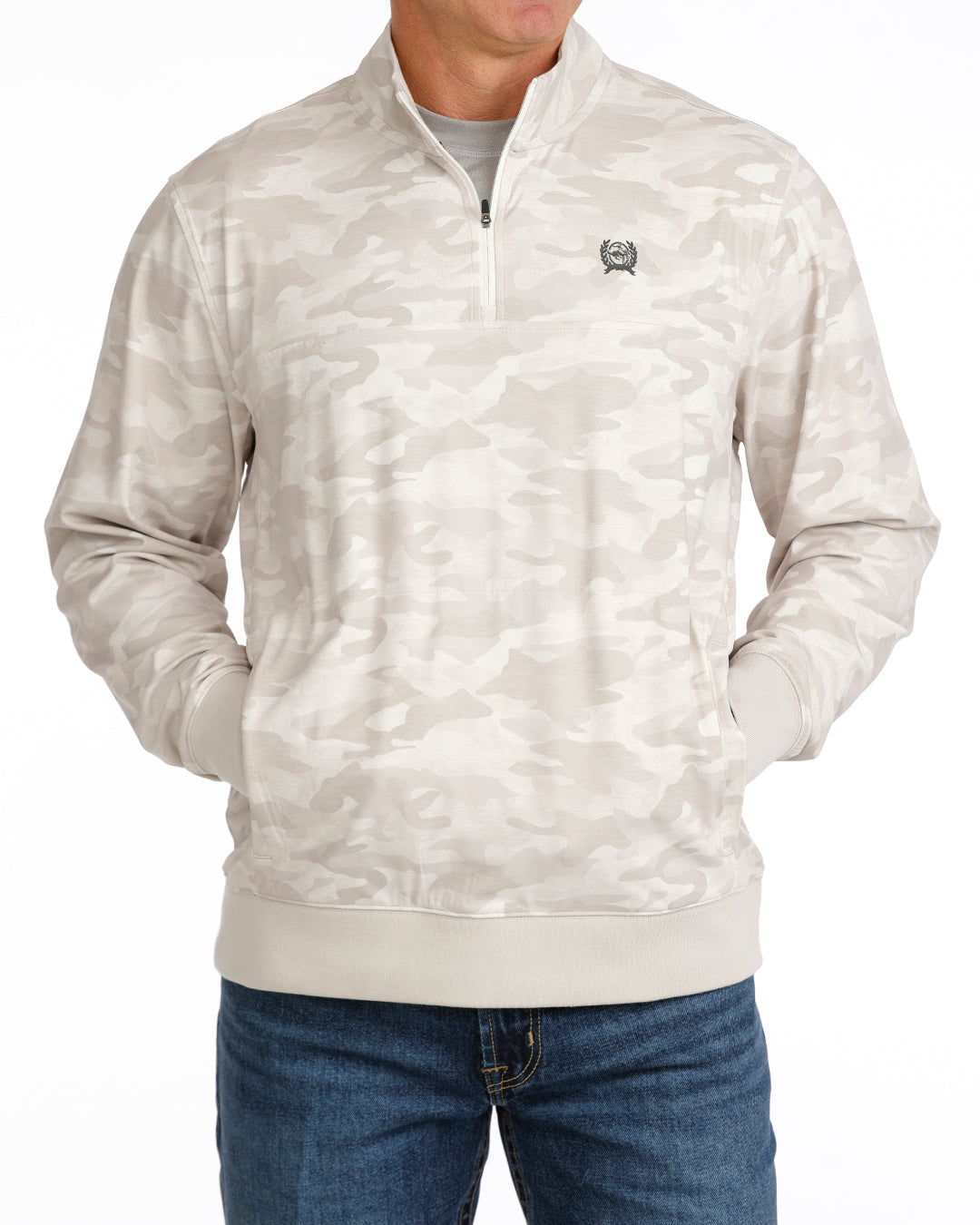 Cinch Men's 1/4 Zip in Grey Camo