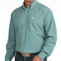 Cinch Men's L/S Arenaflex Print Western Button Down Shirt in Blue