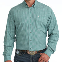 Cinch Men's L/S Arenaflex Print Western Button Down Shirt in Blue