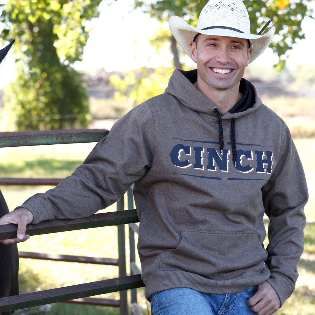 Cinch Men's Logo Hoodie in Brown