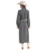 Panhandle Slim Women's Long Sleeve Denim Maxi Dress in Black