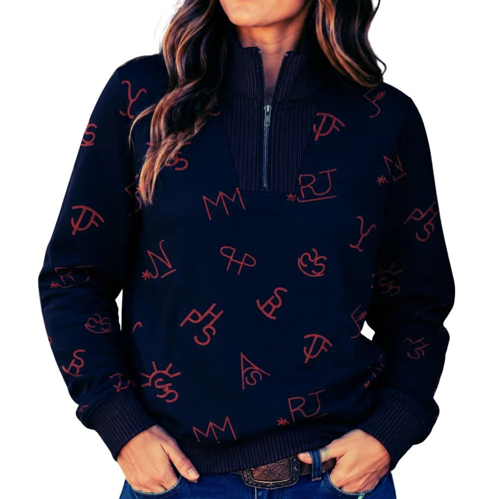 Panhandle Slim Women's Ranch Brand Quarter Zip Sweatshirt in Black
