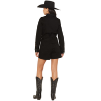 Rock & Roll Denim Women's Embroidered Romper in Black