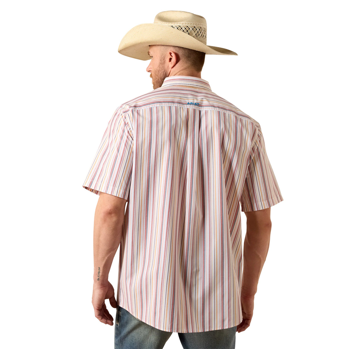 Ariat Men's S/S Pro Series Neil Classic Fit Shirt in Key Largo Blue Stripe
