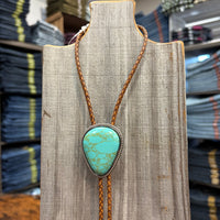 Double S Large Turquoise Stone Bolo Tie