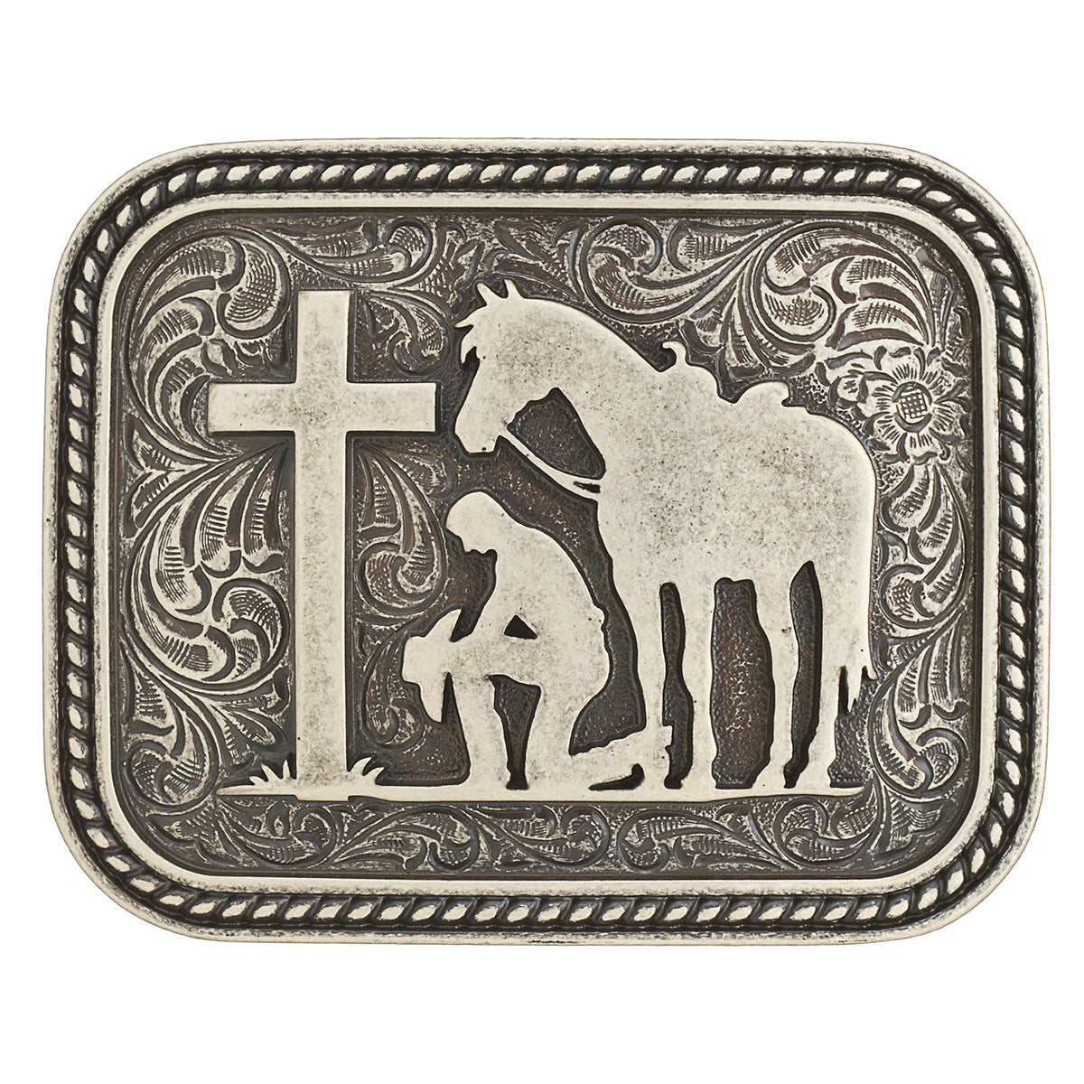 Nocona Men's Rectangular Cowboy Prayer Belt Buckle