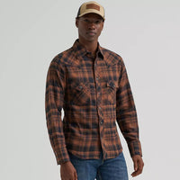 Wrangler Retro Men's L/S Flannel Western Snap Shirt in Sable