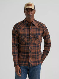 Wrangler Retro Men's L/S Flannel Western Snap Shirt in Sable