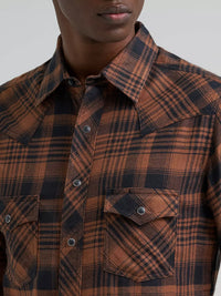 Wrangler Retro Men's L/S Flannel Western Snap Shirt in Sable