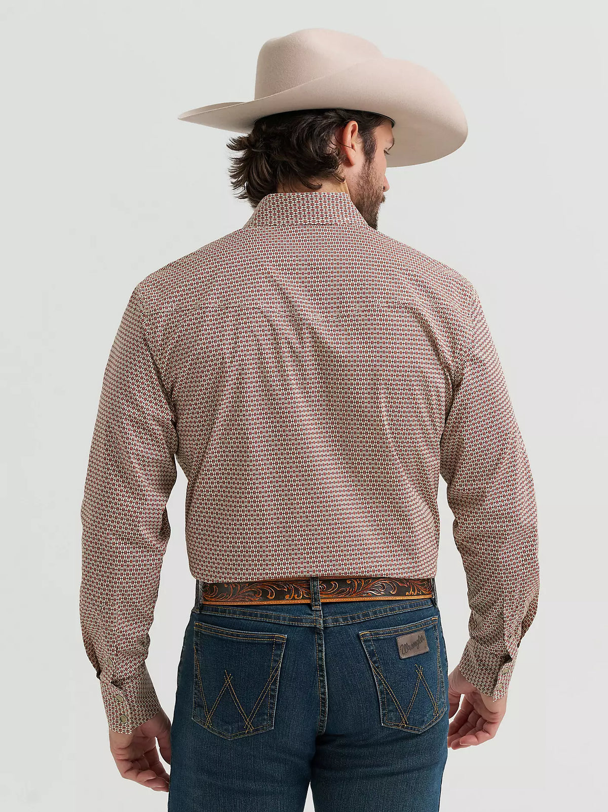 Wrangler Men's 20X L/S Competition Advanced Comfort Western Snap Shirt in Cocoa Links