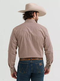 Wrangler Men's 20X L/S Competition Advanced Comfort Western Snap Shirt in Cocoa Links