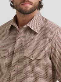 Wrangler Men's 20X L/S Competition Advanced Comfort Western Snap Shirt in Cocoa Links