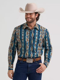 Wrangler Men's Checotah L/S Western Snap Shirt in High Desert