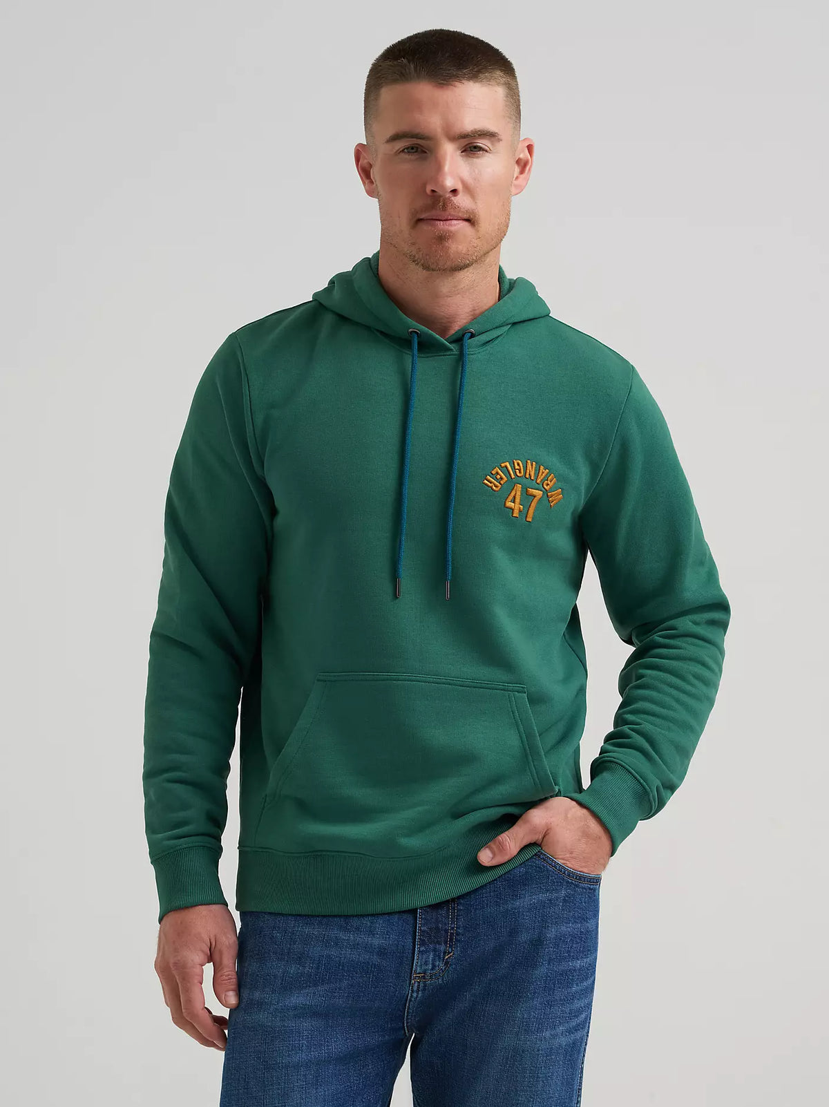 Wrangler Men's W Upside Down Hoodie in Hunter Green