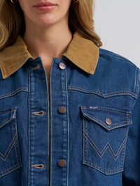 Wrangler Women's Denim Cinched Waist Barn Jacket in Denim