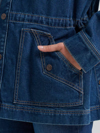 Wrangler Women's Denim Cinched Waist Barn Jacket in Denim
