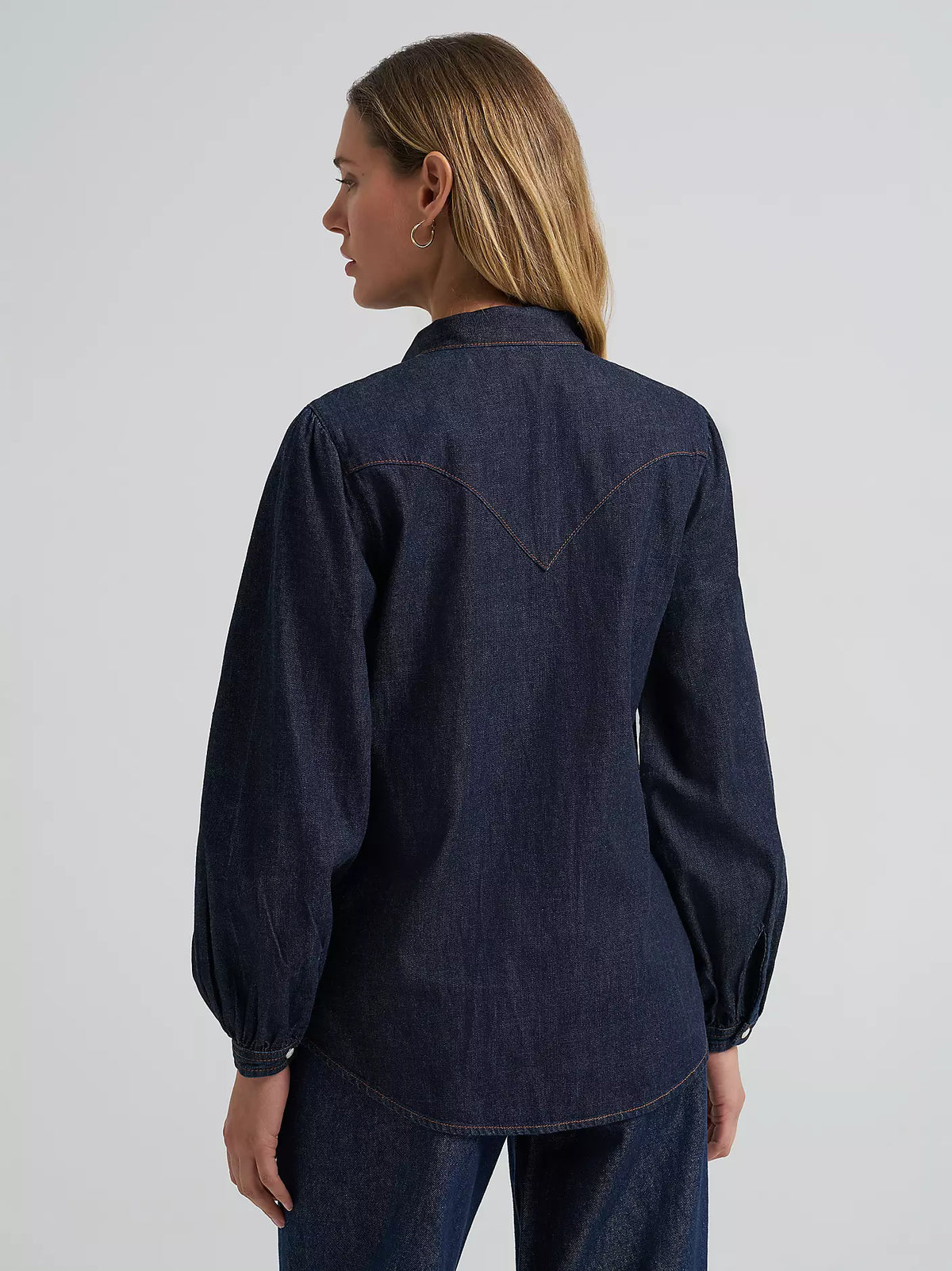 Wrangler Women's Denim Bow Snap Shirt in Denim