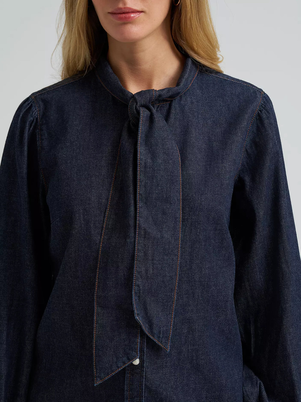 Wrangler Women's Denim Bow Snap Shirt in Denim