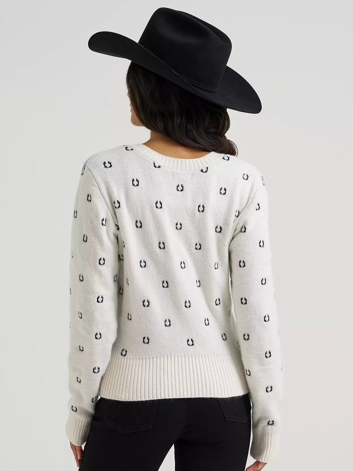 Wrangler Women's Western Fitted Cardigan Sweater in White