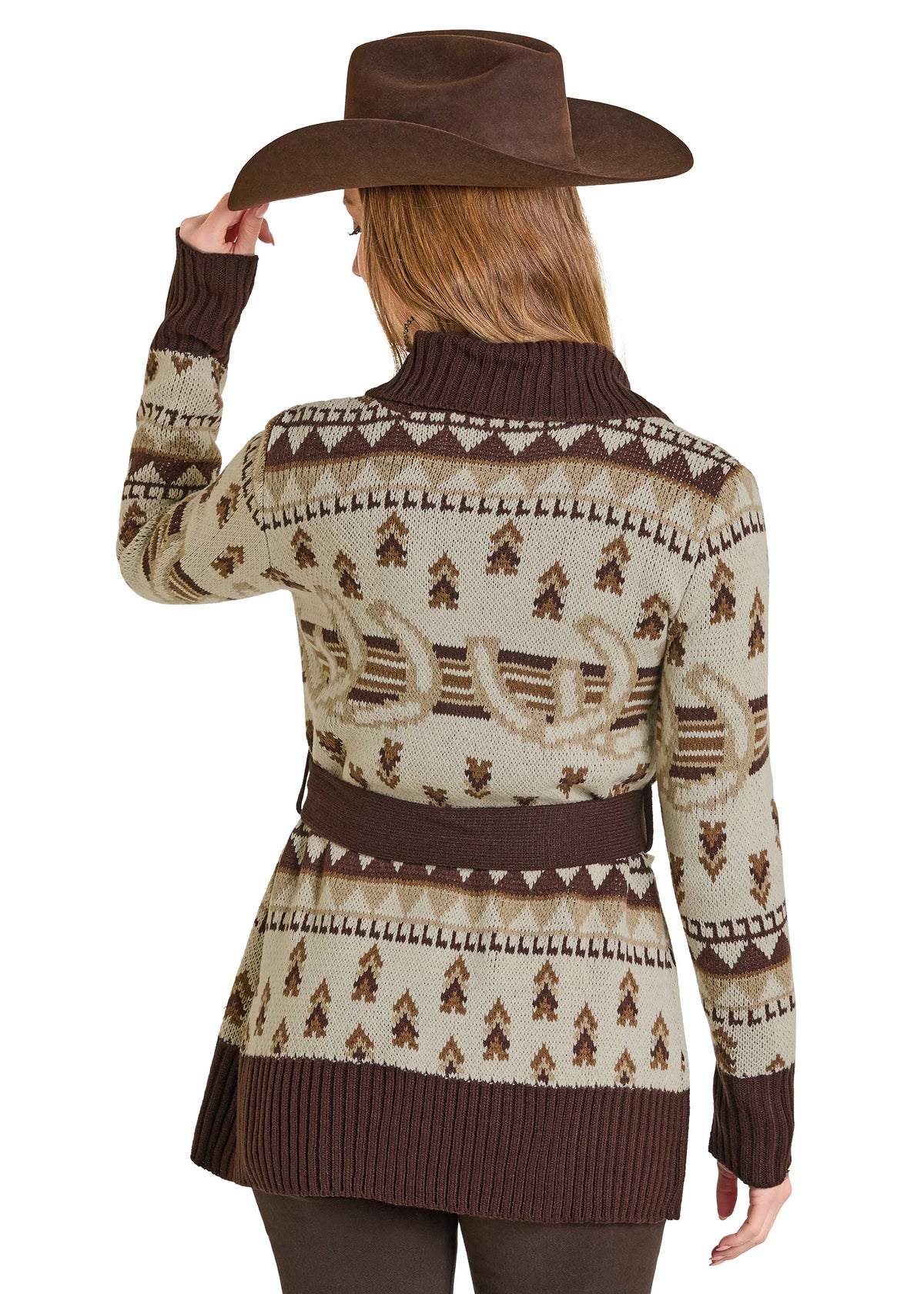 Panhandle Slim Women's Horseshoe Sweater in Taupe