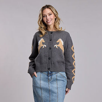 Stetson Women's Bronc Cropped Cardigan in Grey