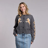 Stetson Women's Bronc Cropped Cardigan in Grey