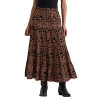 Wrangler Women's Printed Tiered Maxi Skirt in Black