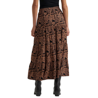 Wrangler Women's Printed Tiered Maxi Skirt in Black