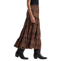 Wrangler Women's Printed Tiered Maxi Skirt in Black