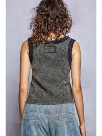 Women's Vintage Washed Tank in Stone Black