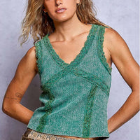 Women's Vintage Washed Tank in Pine Green