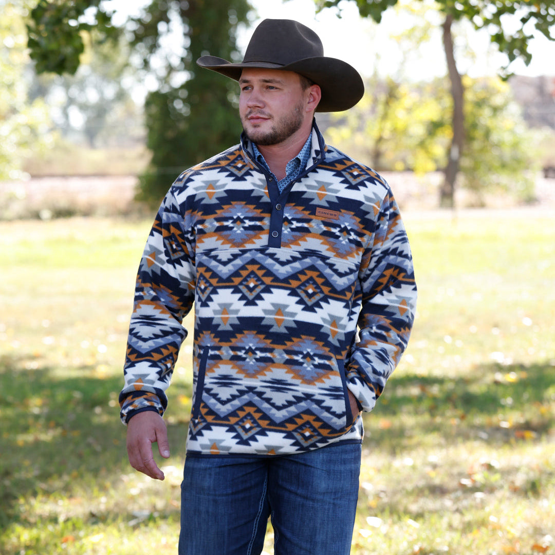 Cinch Men's Quarter Snap Polar Fleece Pullover in Multi