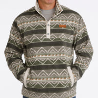 Cinch Men's Quarter Snap Polar Fleece Pullover in Olive