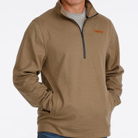 Cinch Men's Logo Half Zip Pullover in Brown