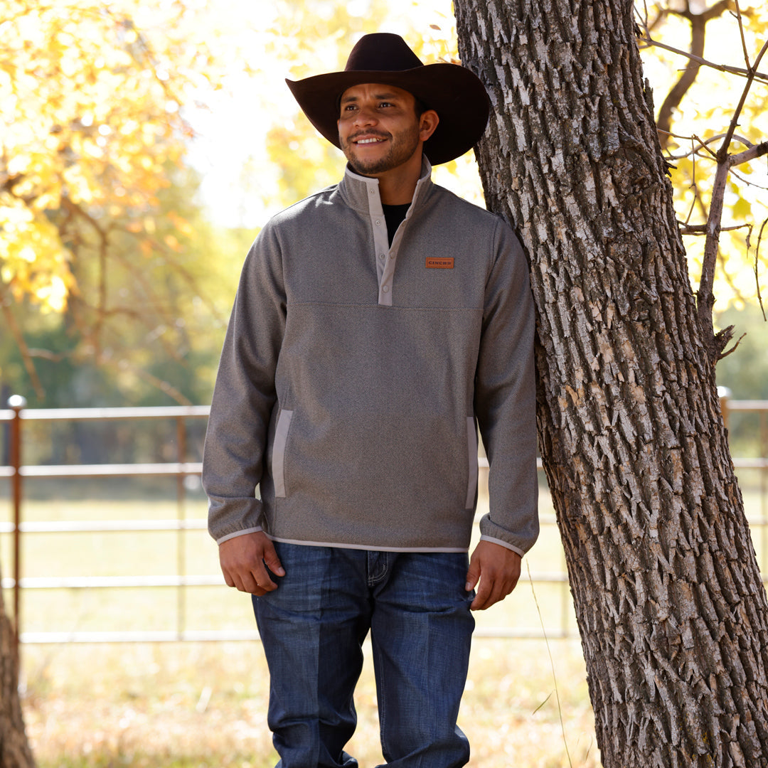 Cinch Men's Quarter Snap Pullover in Grey