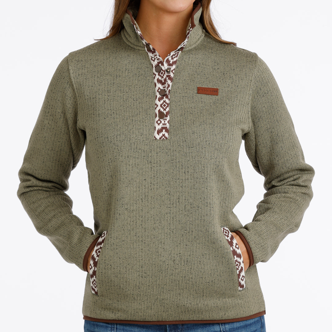 Cinch Women's 1/4 Snap Pullover Jacket in Olive