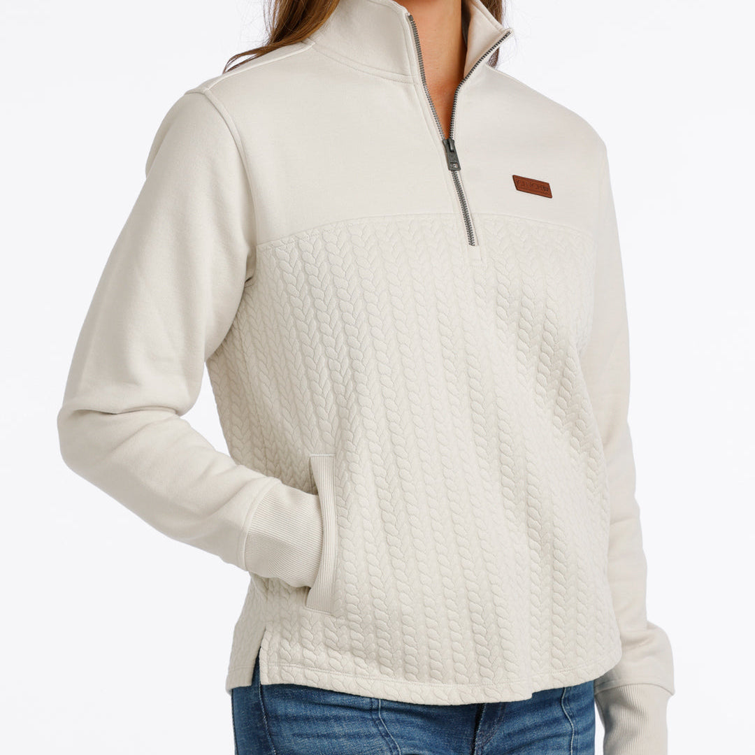Cinch Women's 1/4 Zip Pullover Jacket in Cream