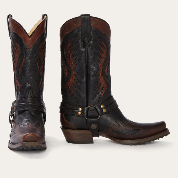 Stetson Men's Biker Outlaw Cowboy Boot in Brown/Black