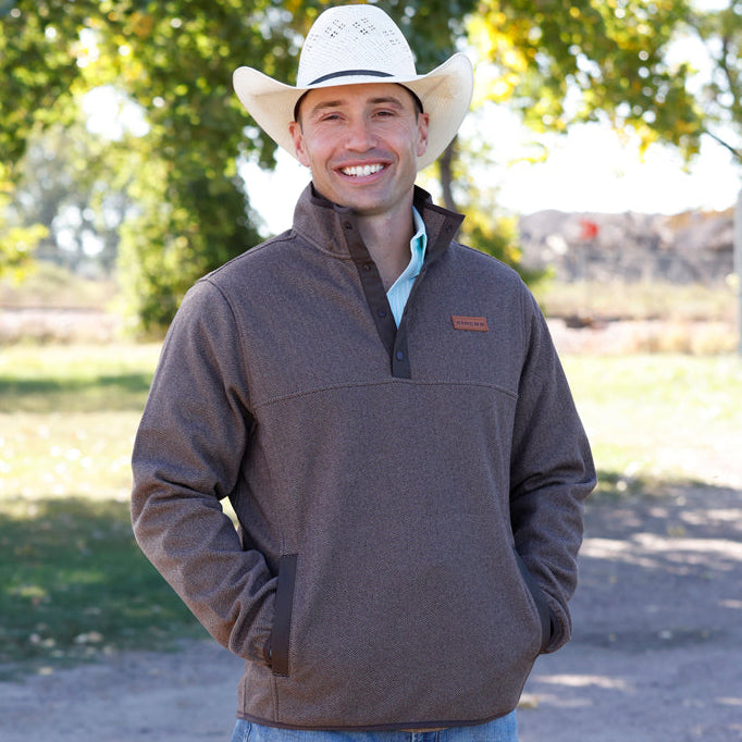 Cinch Men's Quarter Snap Fleece Pullover in Brown