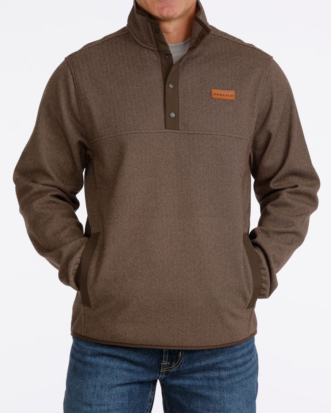 Cinch Men's Quarter Snap Fleece Pullover in Brown