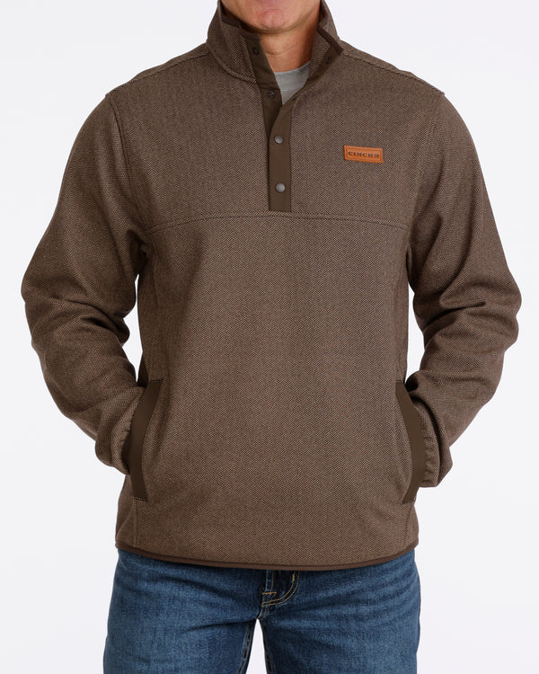 Cinch Men's Quarter Snap Fleece Pullover in Brown