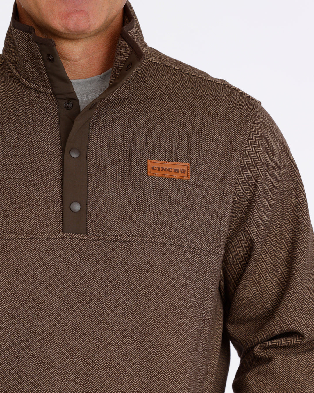 Cinch Men's Quarter Snap Fleece Pullover in Brown