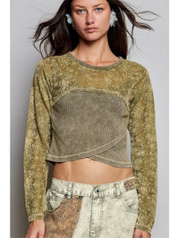 Women's Vintage Washed Crop Top in Olive