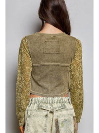 Women's Vintage Washed Crop Top in Olive