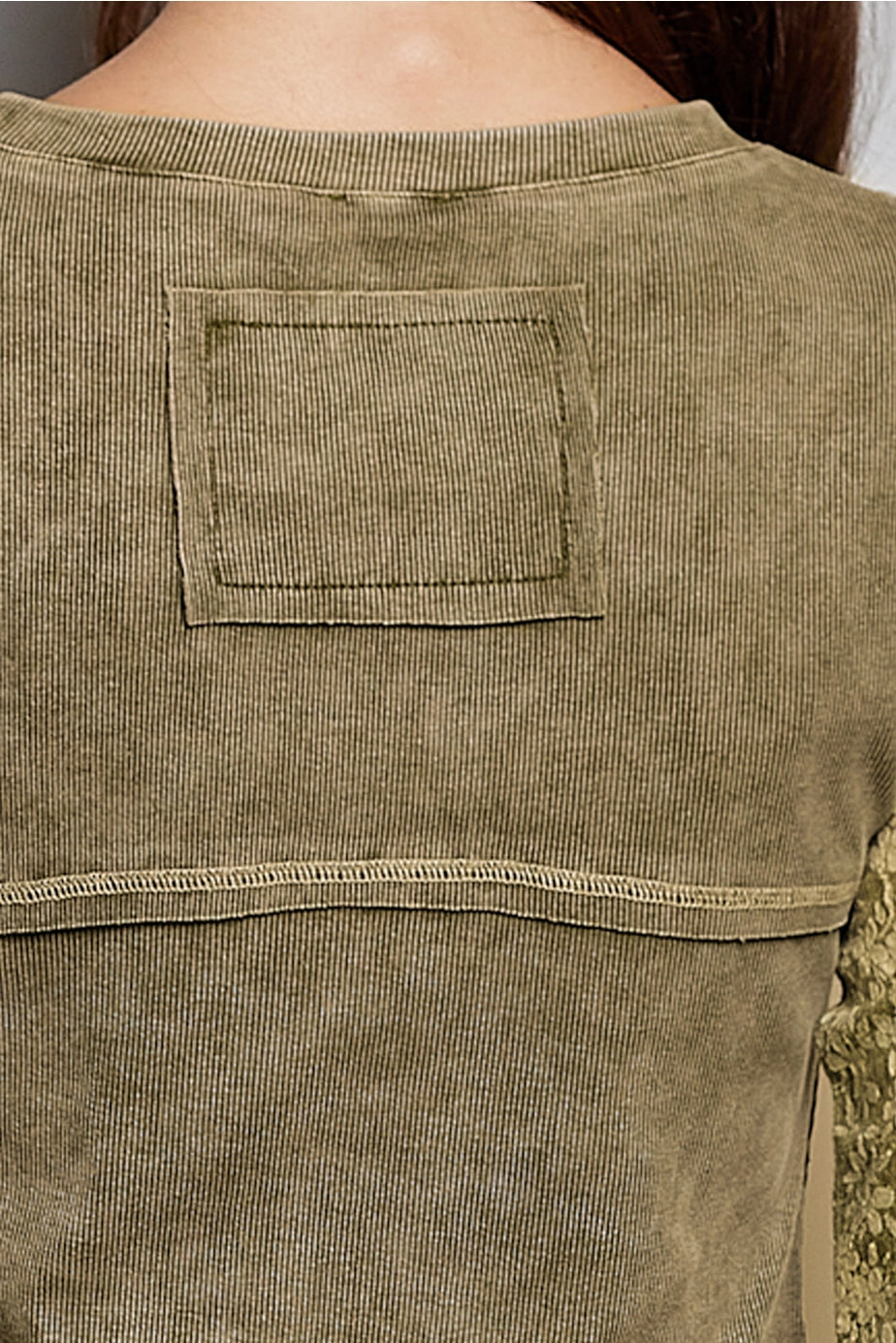 Women's Vintage Washed Crop Top in Olive