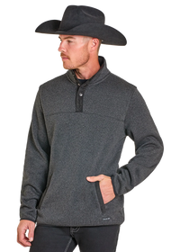 Panhandle Slim Men's Melange Henley Pullover in Black