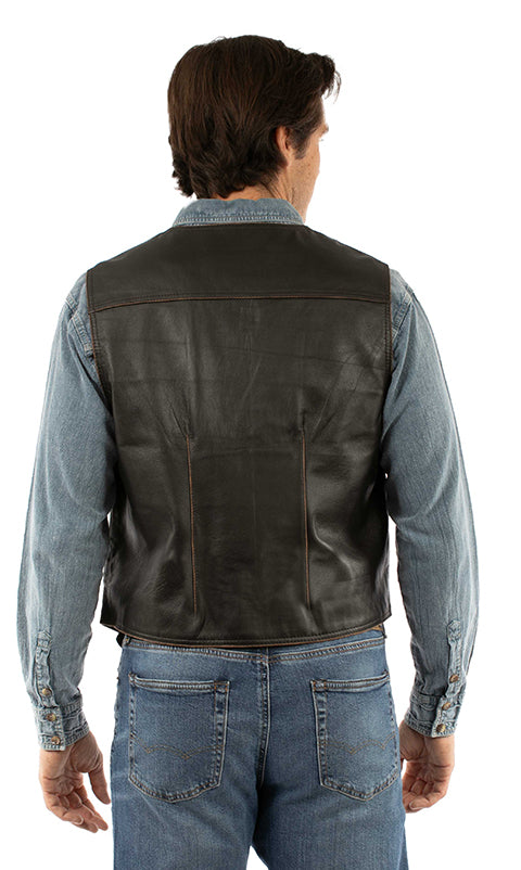 Scully Men's Leather Vest in Brown
